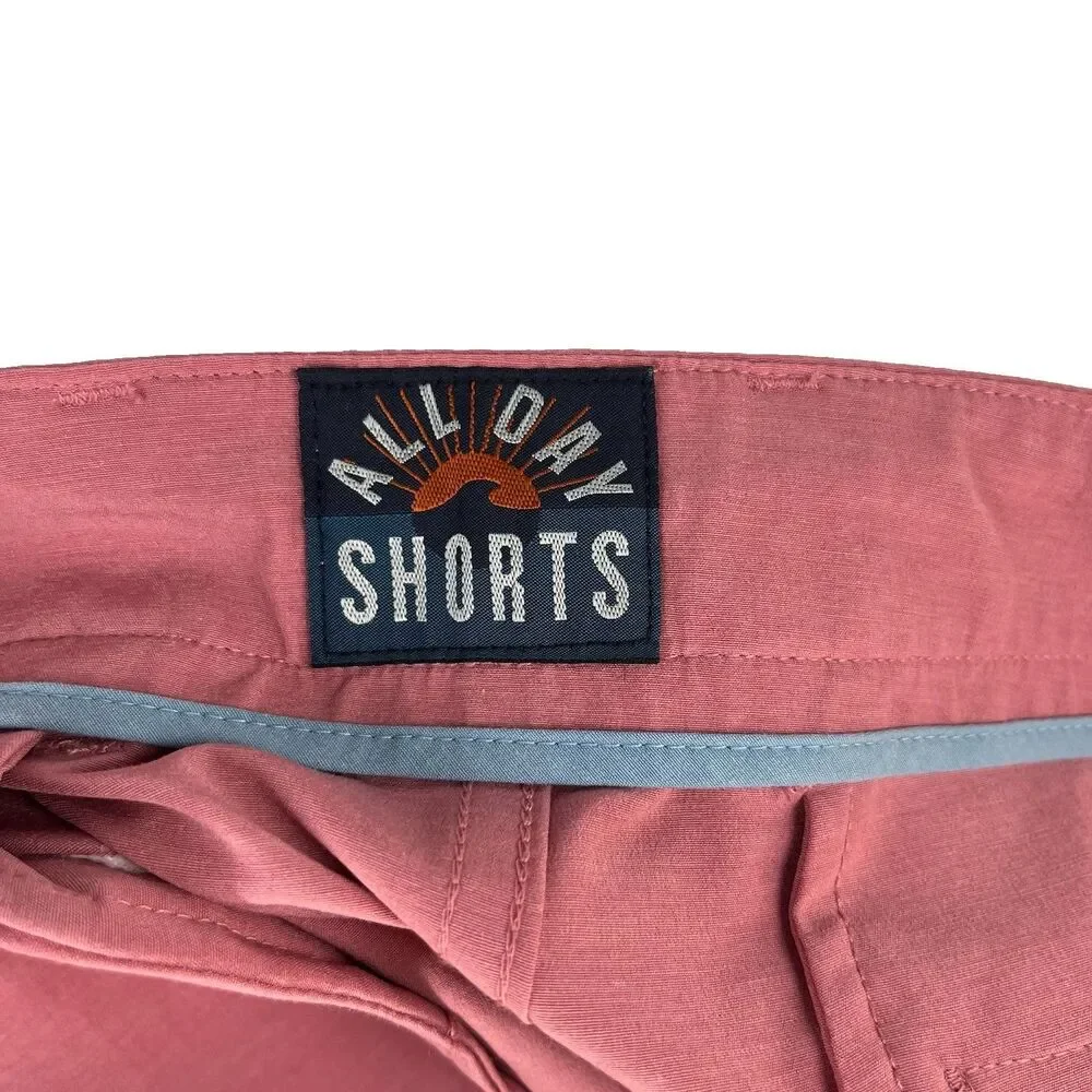 Faherty All Day Shorts Men's 34 Drawstring Chino 7 Inseam Stretch Dark Pink